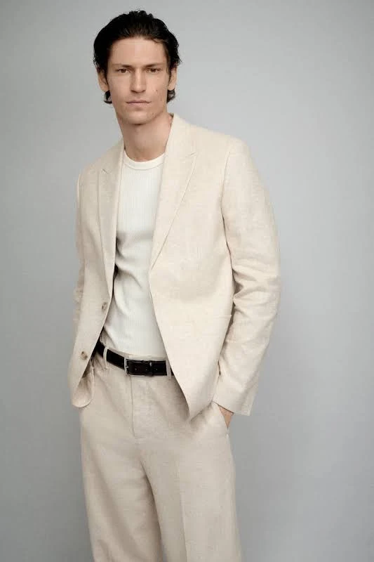 blazer H&M Men's Relaxed-Fit Linen-Blend Jacket H&M $64.99