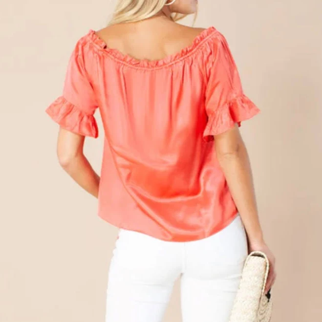 blouses Hale Bob Off Shoulder Silk Blouse Poshmark $63