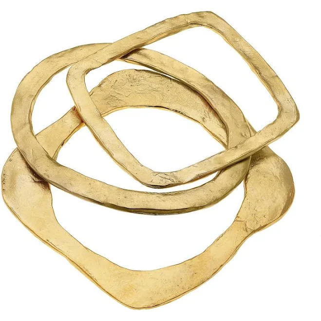 accessory Hammered Gold Bangle Set of 3 Susan Shaw $258