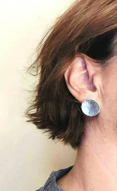 accessory Hammered Round Silver Stud Earrings Etsy - Seller $26.96