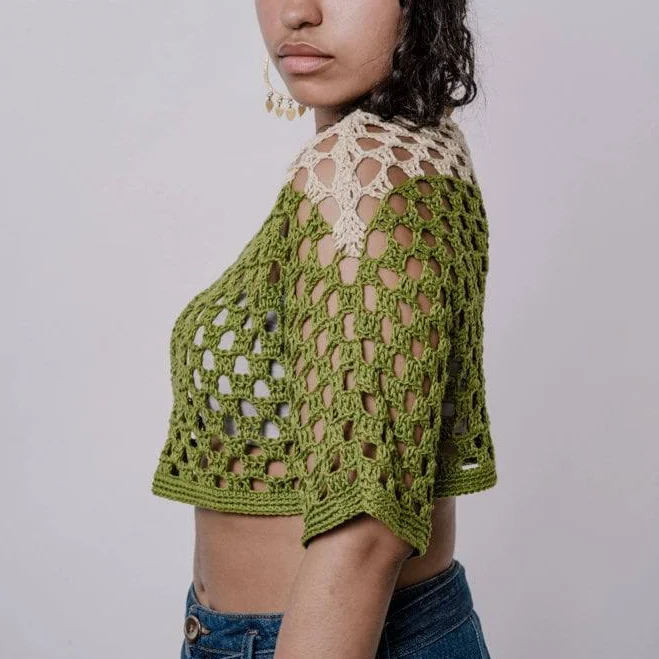 crop top Handmade Crochet Half Sleeve Crop Tee Etsy - Seller $120