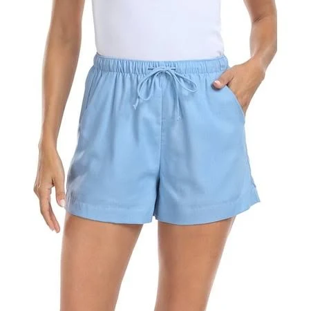 shorts HDE Women's High Waisted 4" Linen Blend Drawstring Shorts Walmart - HDE $34.99