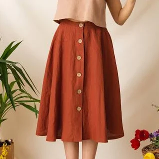 skirt High-Waisted A-Line Buttons Midi Skirt Etsy - Seller $99.97