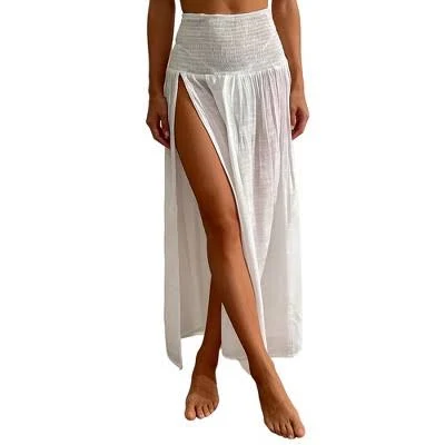 bottom High-Waisted Smocked Maxi Skirt with Side Slit Target $33.99
