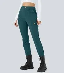pants High Waisted Zipper Pockets Solid Skinny Women Cargo Pants halara.com $52.95