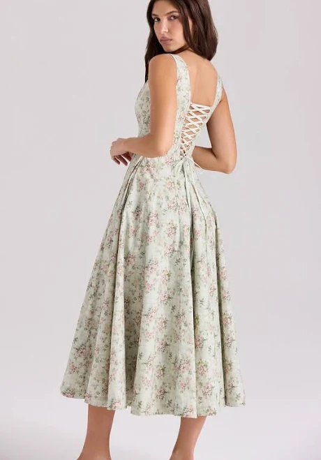 dress House of CB Mariabella Floral-Print Stretch-Cotton Midi Dress House of CB $269