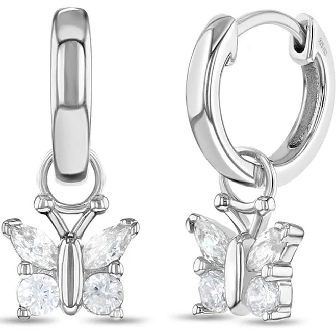 accessory In Season Jewelry 925 Sterling Silver Cubic Zirconia Butterfly Dangle Hoop Earrings Nordstrom $30