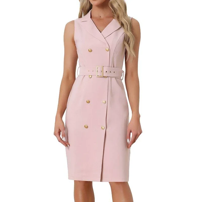 dress Inspire Chic Women's Dress Sleeveless Notched Lapel Double Breasted Belted Work Office Blazer Dresses Kohl's $56.99