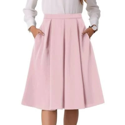 skirt Inspire Chic Women's High Waist A-Line Flare Pleated Midi Skirt with Pocket Target $41.99