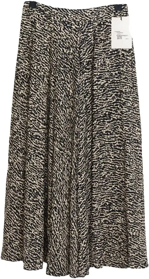 bottom Isabel Marant Black & Ecru Abstract Print Silk Midi Skirt FR 34 Vestiaire Collective $104