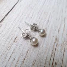 accessory Ivory Freshwater Pearl Stud Earrings – Sterling Silver, 4mm, Handmade Etsy $13.85