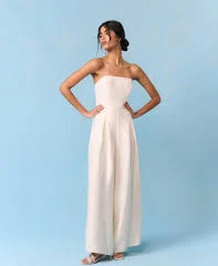 jumpsuit Ivory Wide Leg Bandeau Rory Bridal Jumpsuit nobodyschild.com $208