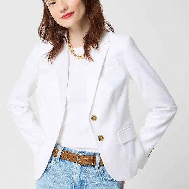 outerwear J.Crew Women's Linen-Blend Schoolboy Blazer J.Crew Factory $119