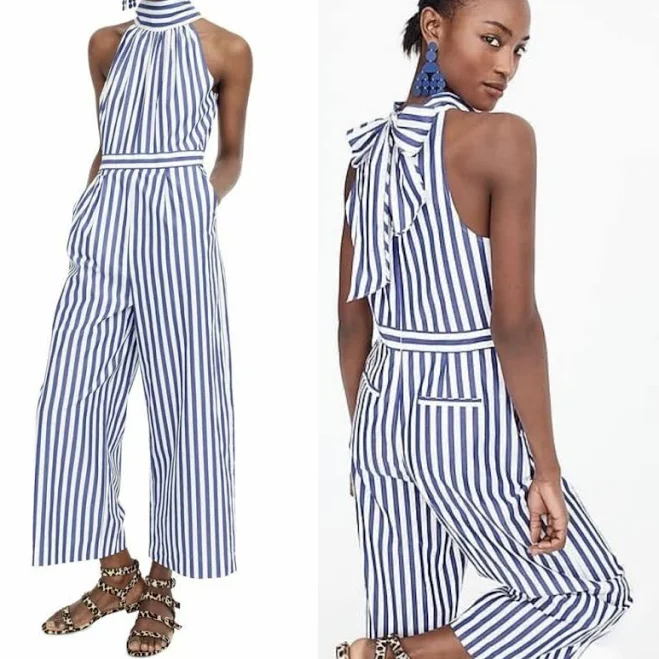 jumpsuit J.Crew Women's Stripe Halter Wide Leg Jumpsuit Poshmark $50