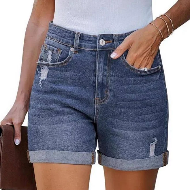 bottoms Jean Shorts Womens Stretchy High Waisted Ripped Denim Shorts with Pockets Distressed Cut Off Shorts, Women's, Size: Medium, Blue Kohl's $37.99