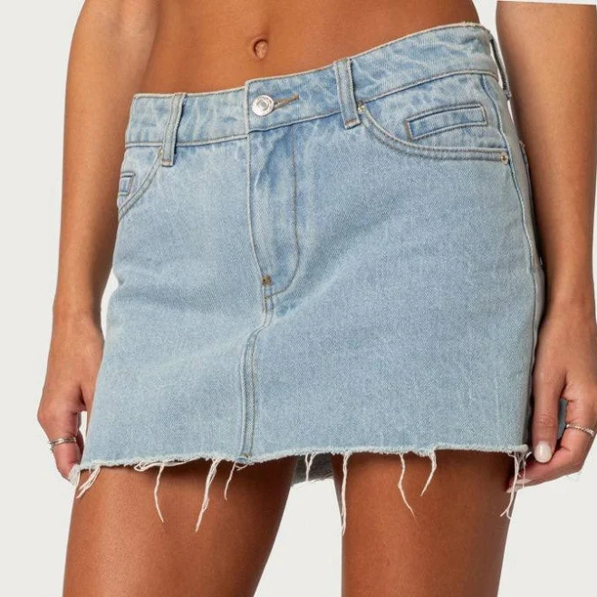 ultra-mini skirts Jessie Low-Rise Denim Mini Skirt edikted $15.2