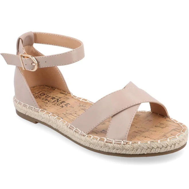 shoes Journee Collection Women's Lyddia Espadrille Flat Sandals - Taupe - Size 7W Macy's $47.01