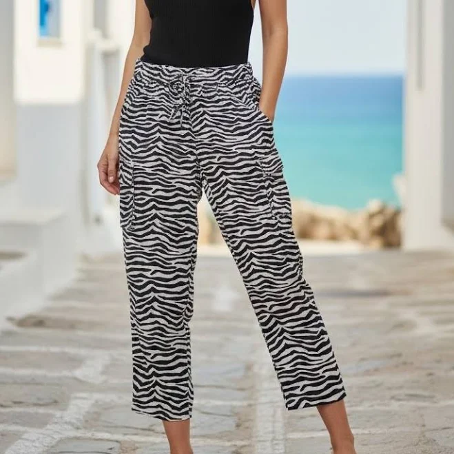 pants Jules &leopold Zebra Print Cargo Pants S Black White Indie Elastic eBay - luxerevive-1 $44