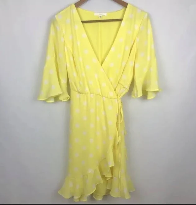 dress June & Hudson Wrap Dress Polka Dot Yellow Size M eBay $12.5