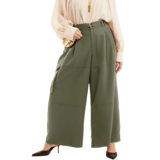 pants June & Vie Women's High-Rise Wide-Leg Cargo Pants Macy's $58.09