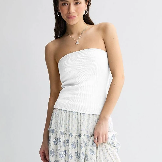 tube top Juniors' SO Rib Tube Top, Women's, Size: Large, Modern White Kohl's $12.99