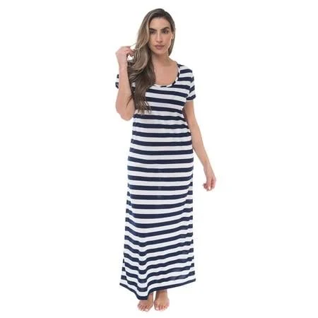 dress Just Love Womens Stripe Maxi Dress Knit Jersey T-Shirt Dress for Womens Walmart - Just Love Fashion $14.99