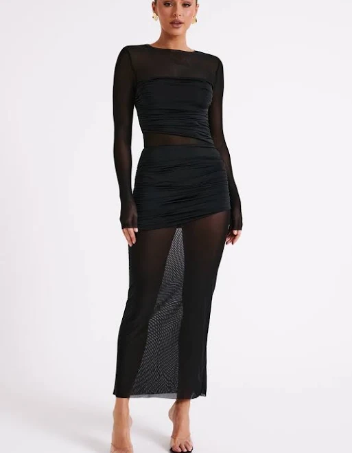 dress Kate Mesh and Nylon Maxi Dress meshki.us $55