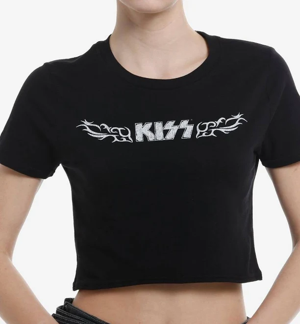 top KISS Logo Girls Baby Tee - Black - 2XL Hot Topic $11.2