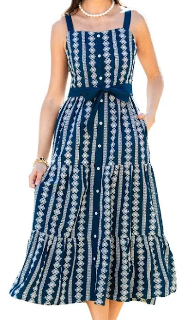 dress KJP Women's Isabella Floral Embroidered Smocked Maxi Kiel James Patrick $98