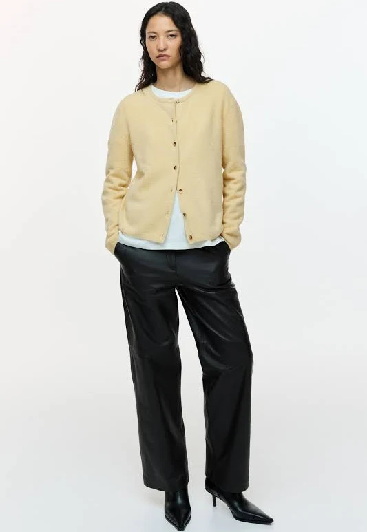 outerwear Ladies - Light Yellow Loose-Fit Cardigan - Size: XL - H&M H&M $29.99