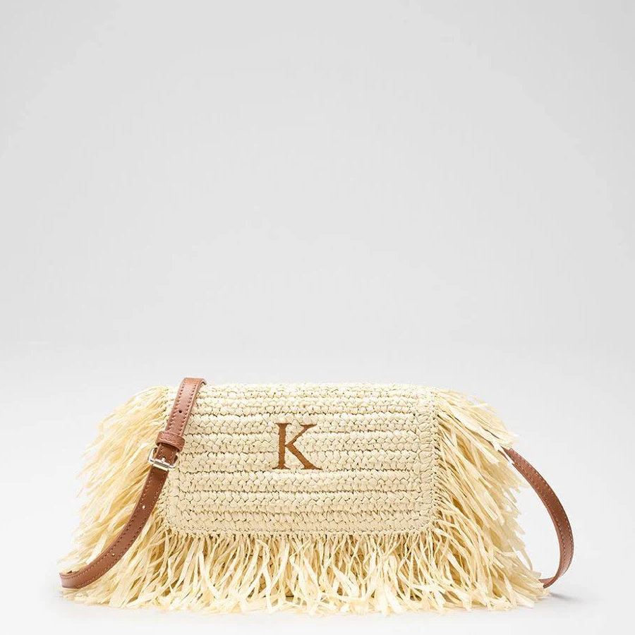 bag Lanai Raffia Fringe Crossbody Clutch Mark and Graham $149