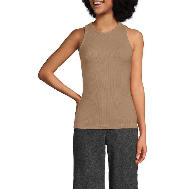 top Lands' End Women's Drapey Rib Fitted Tank Top Kohl's $30.36