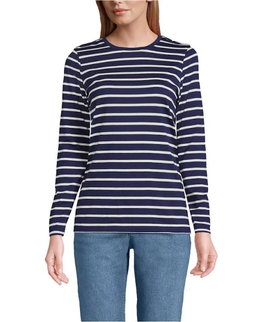 top Lands' End Women's Relaxed Supima Cotton Long Sleeve Crew Neck T-Shirt Macy's $31.47