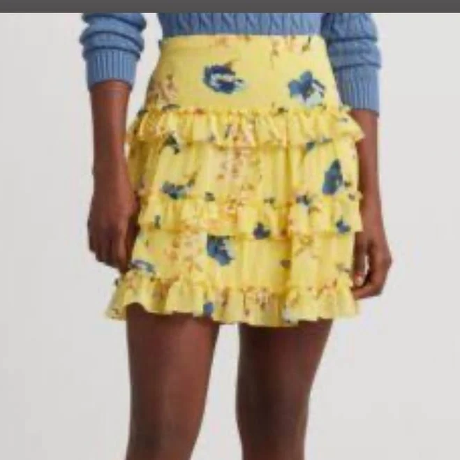 skirt Lauren Women's Ralph Lauren Skirts Lauren Ralph Lauren Yellow Floral Tiered Ruffle Skirt Poshmark $25