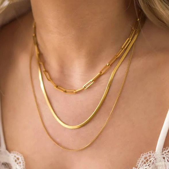 accessory Layered Snake Chain Necklace Set Etsy - Vedern $30.5