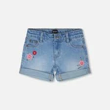 shorts Light Blue Denim Shorts with Embroidery petitemaisonco.com $60