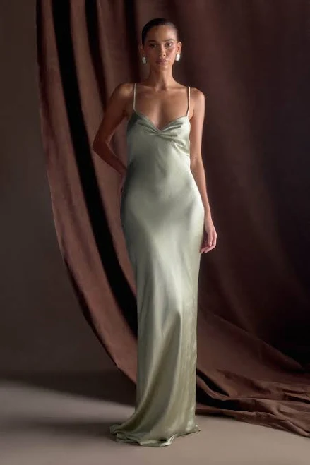 dress Lilly Sweetheart Satin Maxi Dress meshki.us $155