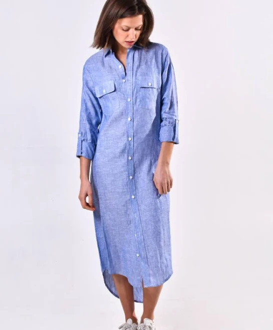 dress Linen Girlfriend Midi Dress Emily Phillips Clothing $349