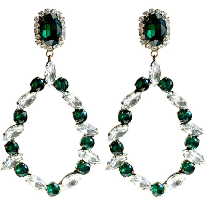 accessory Lizzy Emerald Crystal Chandelier Earrings Kimono Dragon NYC $245