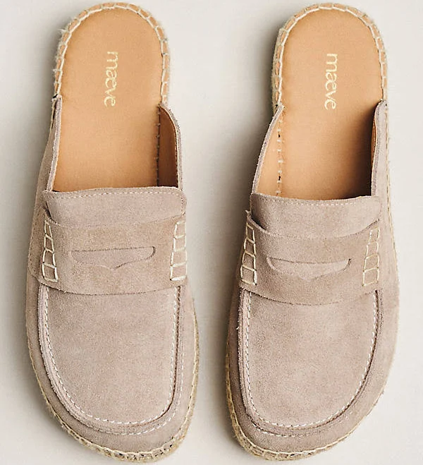 shoes Loafer Espadrille Slides by Maeve in Beige, Size: US 9-9.5 / EU 40 at Anthropologie Anthropologie $148