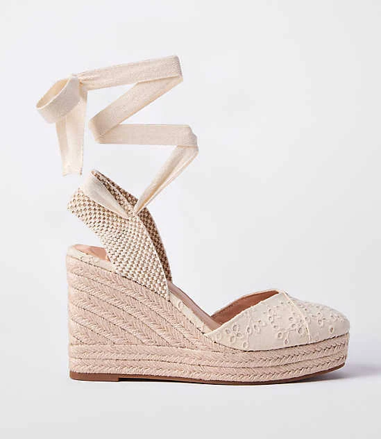 shoes Loft Women's Eyelet Lace Up Espadrille Wedge LOFT $59.47