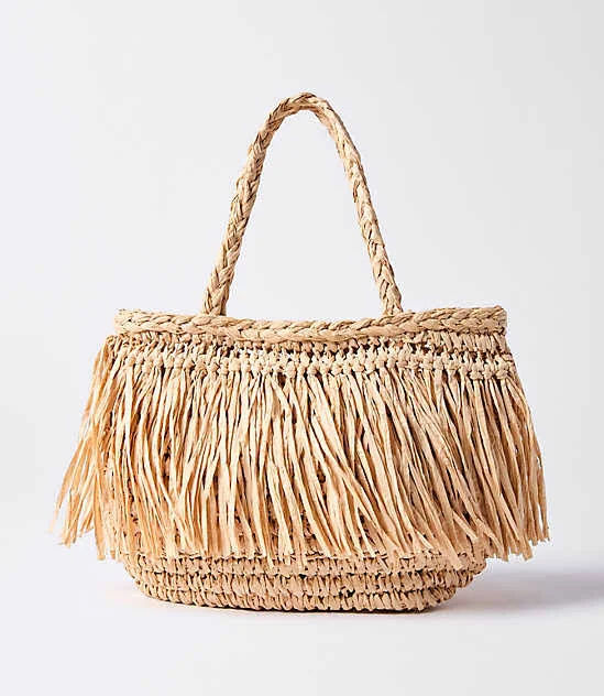 bag Loft Women's Fringe Raffia Tote Bag LOFT $79.95