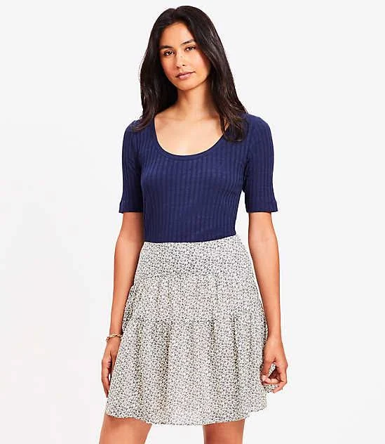 top Loft Women's Ribbed Scoop Neck T-Shirt LOFT $12.44