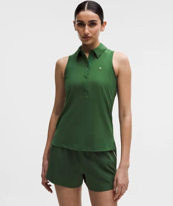 activewear top lululemon Quick-Dry Sleeveless Polo Shirt Straight Hem - Size 2 - Ivy Grove lululemon $68