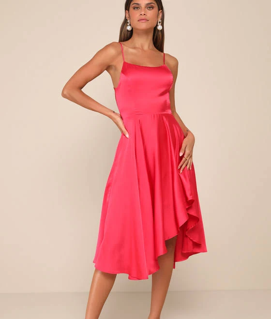 dress Lulus Asymmetrical Satin Tie-Back Midi Dress Lulus $47.2