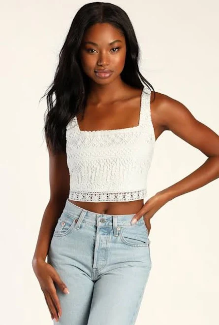 crop top Lulus Exclusive Crochet Lace Crop Top Lulus $39