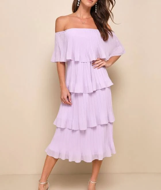 dress Lulus Exclusive Off-the-Shoulder Ruffle Midi Dress Lulus $71.2