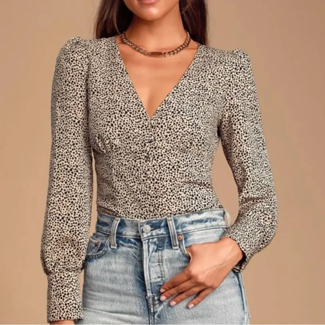 top Lulus Exclusive Sweet Spot Cheetah Print Long Sleeve Button-Up Top Poshmark $12