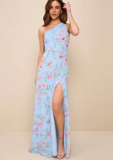 dress Lulus Floral One-Shoulder Maxi Dress Lulus $99