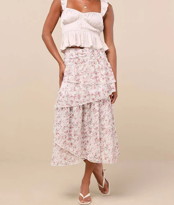skirt Lulus Floral Tiered Midi Skirt Lulus $35